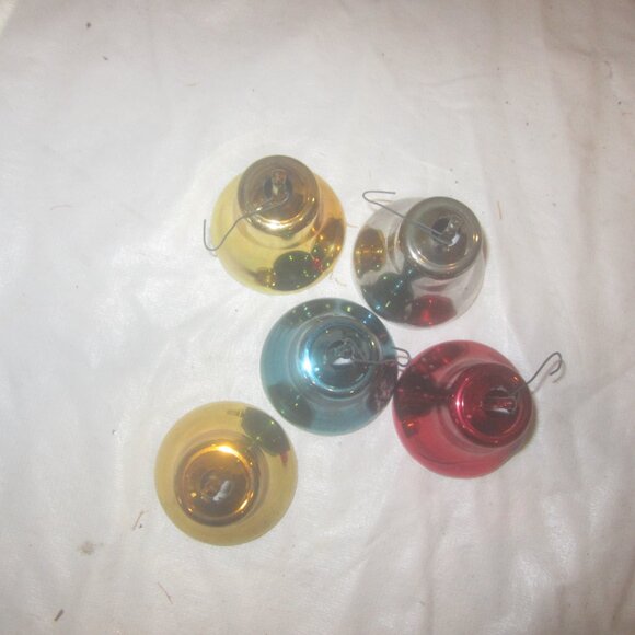 RETRO VTG PLASTIC BELL ORNAMENTS, VARIED COLORS, SET OF 5 - Picture 2 of 7